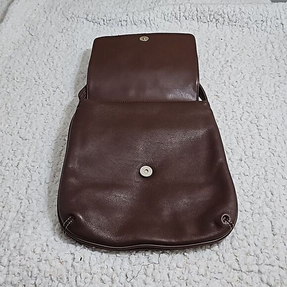 Charter Club Brown Leather Flap Over Shoulder Bag - Picture 4 of 9
